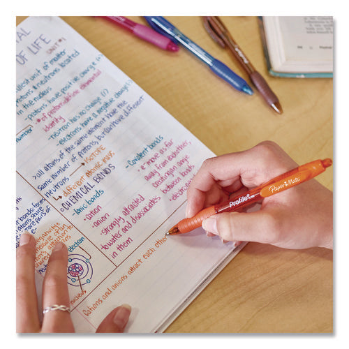 Image of Paper Mate® Profile Ballpoint Pen, Retractable, Bold 1.4 mm, Blue Ink, Translucent Blue Barrel, 4/Pack