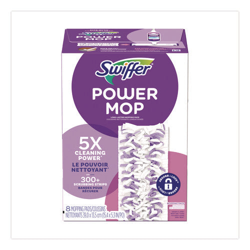 Image of Swiffer® PowerMop Mopping Pads, 15.4 x 5.3, White/Purple, 8/Pack