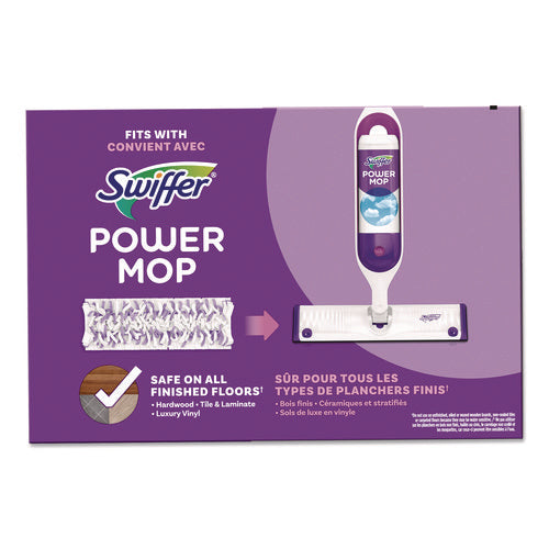 Image of Swiffer® PowerMop Mopping Pads, 15.4 x 5.3, White/Purple, 8/Pack