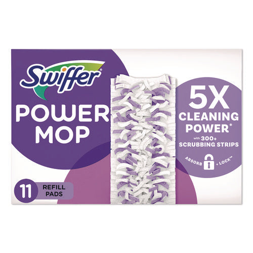 Image of Swiffer® PowerMop Mopping Pads, 15.4 x 5.3, White/Purple. 11/Pack