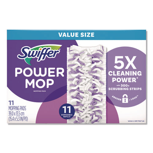 Image of Swiffer® PowerMop Mopping Pads, 15.4 x 5.3, White/Purple. 11/Pack