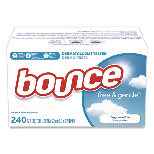 Image of Bounce® free and gentle Dryer Sheets, Fragrance-Free, 240/Box