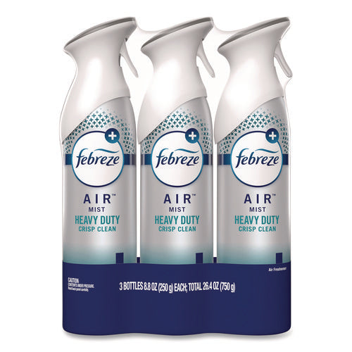 Image of Febreze® AIR, Heavy-Duty Crisp Clean, 8.8 oz Aerosol Spray, 3/Pack