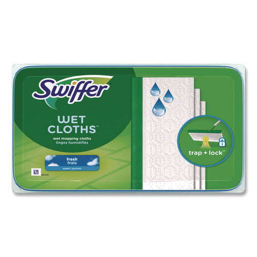 Image of Swiffer® Wet Refill Cloths, Fresh Scent, 10 x 8, White, 24/Box