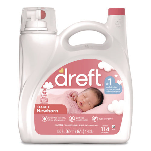 Image of Dreft® Ultra Laundry Detergent, Stage 1: Newborn, 150 oz Plastic Bottle with Dispensing Top