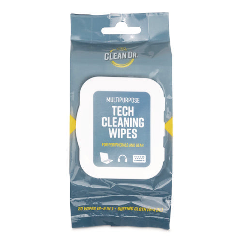 Image of Digital Innovations ScreenDr Device and Screen Cleaning Wipes, 6.88" x 3.9", Unscented, White/Gray, 20/Pack