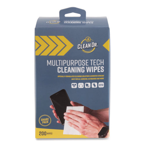 Image of Digital Innovations ScreenDr Multipurpose Tech Cleaning Wipes, 7 x 4, Unscented, White, 200/Pack