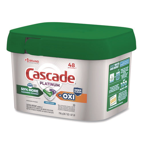 Image of Cascade® Action Pacs+Oxi, Fresh Scent, 26.7 oz Tub, 48/Pack