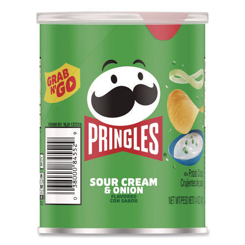Image of Pringles® Grab and Go sour Cream and Onion Crisps, 1.4 oz Cans, 12/Box