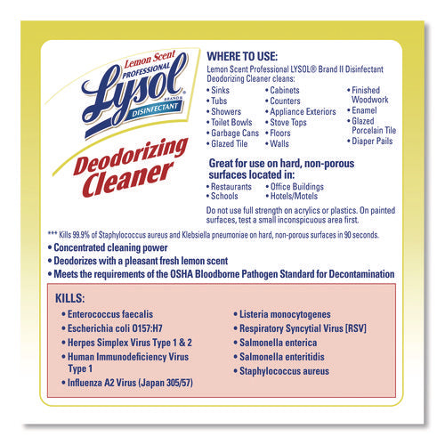 Image of Professional LYSOL® Brand No-Rinse Sanitizer Concentrate, Unscented, 128 oz Bottle