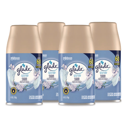 Image of Glade® Automatic Air Freshener, Clean Linen, 6.2 oz Can, 4/Pack