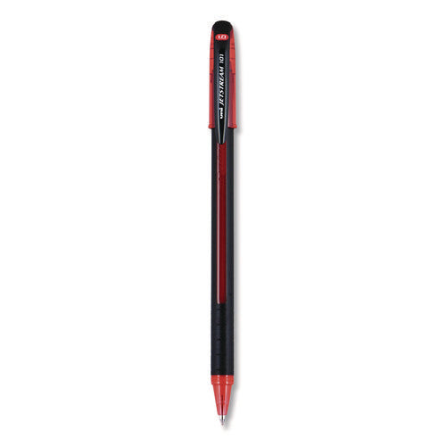 Image of uniball® Jetstream 101 Hybrid Gel Pen, Stick, Bold 1 mm, Red Ink, Black/Red Barrel, Dozen