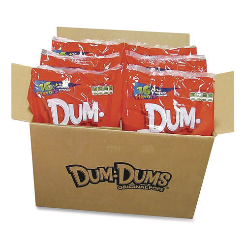 Image of Spangler® Dum-Dum-Pops, Assorted Flavors, Individually Wrapped, 2 lb Bag, 200 Pieces/Bag, 6 Bags/Carton
