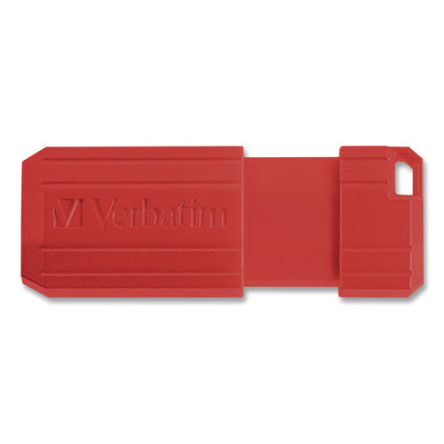 Image of Verbatim® PinStripe USB 2.0 Flash Drive, 128 GB, Blue/Red, 2/Pack