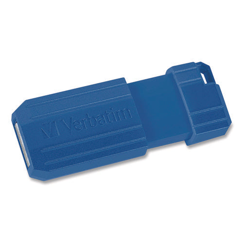 Image of Verbatim® PinStripe USB 2.0 Flash Drive, 128 GB, Blue/Red, 2/Pack