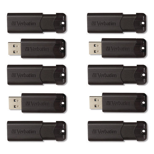 Image of Verbatim® Pinstripe USB 3.2 Flash Drive, 32 GB, Black 10/Pack