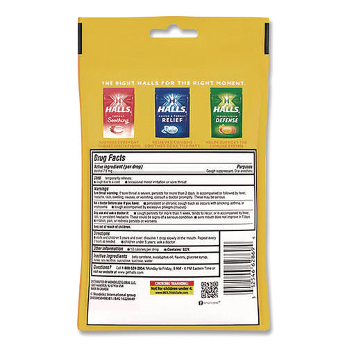 Image of HALLS Relief Menthol cough Suppressant - Oral Anesthetic, Honey Lemon, 30/Pack
