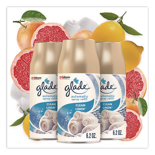 Image of Glade® Automatic Air Freshener Refill, Clean Linen, 6.2 oz Can, 3/Pack