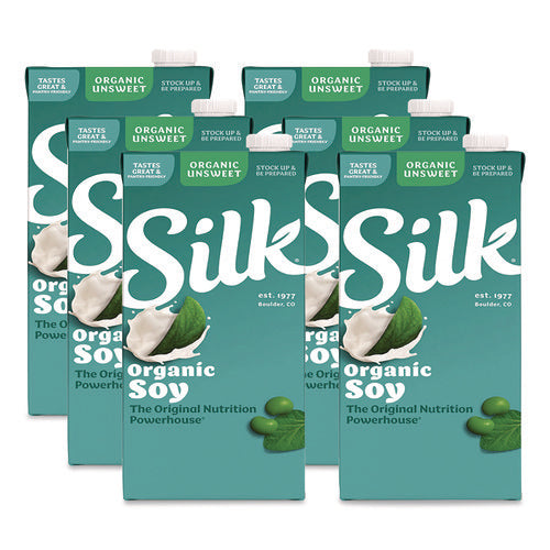 Image of Silk® Soymilk, Unsweetened Original, 32 oz, 6/Carton