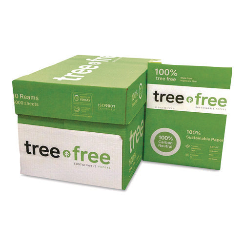 Image of TreeZero TreeFree Multipurpose Paper, 92 Bright, 20 lb Bond Weight, 8.5 x 11, White, 500 Sheets/Ream, 10 Reams/Carton