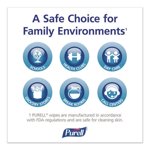 Image of PURELL® Cottony Soft Individually Wrapped Sanitizing Hand Wipes, 5 x 7, Herbal Scent, White, 480/Carton