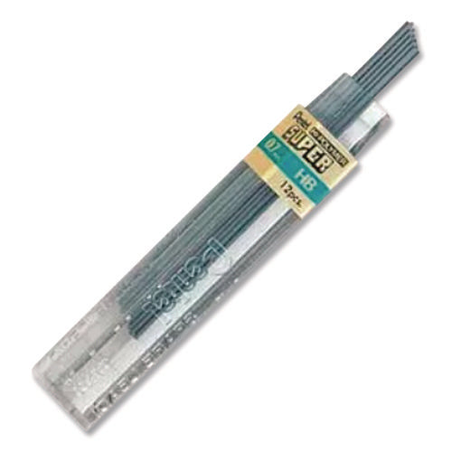 Image of Pentel® Super Hi-Polymer Lead Refills, 0.7 mm, HB, Black, 12 Leads/Tube, 12 Tubes/Box