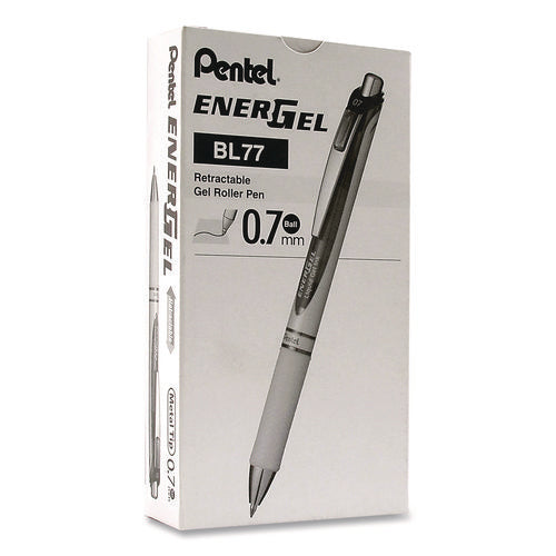 Image of Pentel® EnerGel RTX Deluxe Gel Pen, Retractable, Medium 0.7 mm, Black Ink, Pearl/Translucent Pink Barrel, Dozen