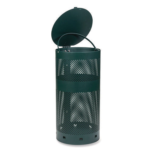 Image of Tatco Dog Waste Station, 12 gal, Open Top, Green/White