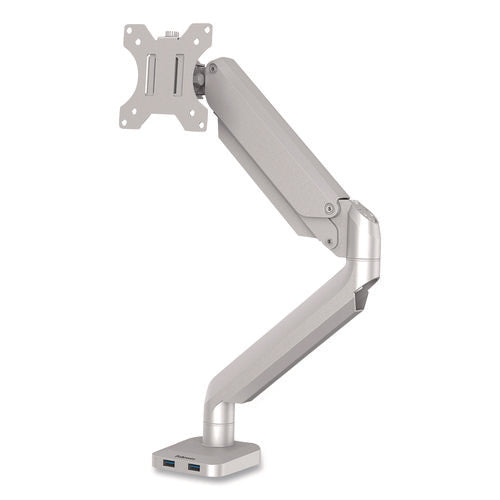 Image of Fellowes® Platinum Series Single Monitor Arm, For 27" Monitors, 360 Deg Rotation, 45 Deg Tilt, 180 Deg Pan, Silver, Supports 20 Lb