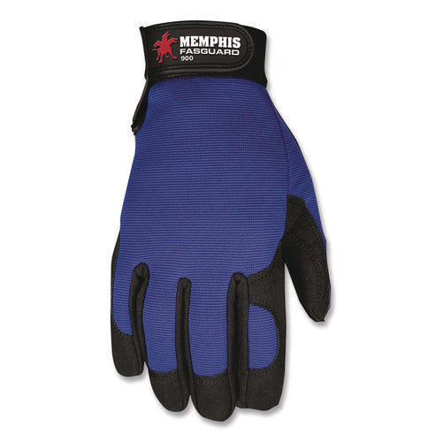 Image of MCR Safety Memphis Gloves Fasguard Clarino Synthetic Leather Palm Multi-Task Gloves, Blue/Black, Large