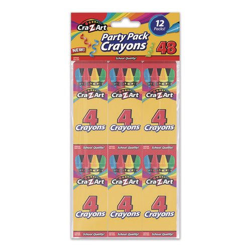 Image of Cra-Z-Art® Crayons, 4 Assorted Colors, 4/Box, 12 Boxes/Pack