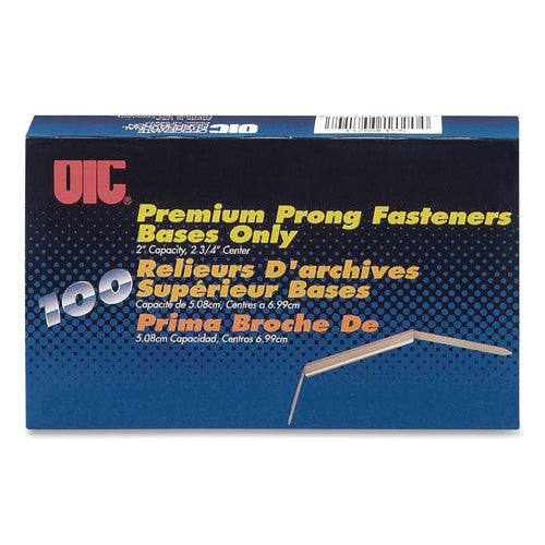 Image of Officemate Prong Fastener Base, 2" Capacity, 2.75" Center to Center, Silver, 100/Box