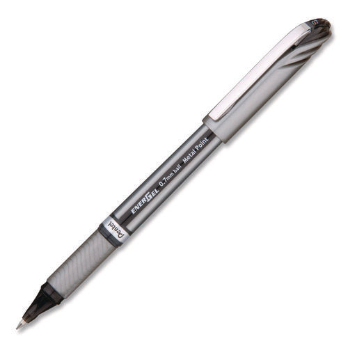 Image of Pentel® EnerGel NV Gel Pen, Stick, Medium 0.7 mm, Black Ink, Gray/Black Barrel