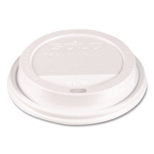 Image of SOLO® Traveler Hot Cup Lids, Fits 12 oz to 16 oz Hot Cups, Plastic, White, 100/Pack