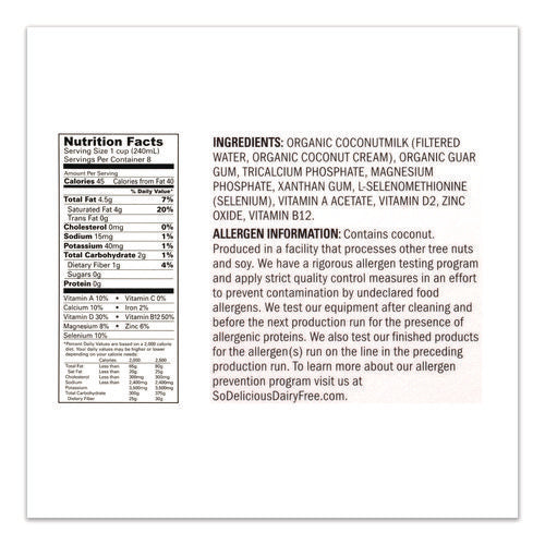 Image of SO Delicious® Coconut Milk, Unsweetened, 32 oz Aseptic Box