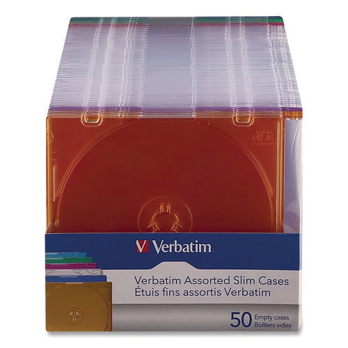 Image of Verbatim® Slim Cases for CD, DVD and Blu-Ray, Assorted Colors, 50/Pack