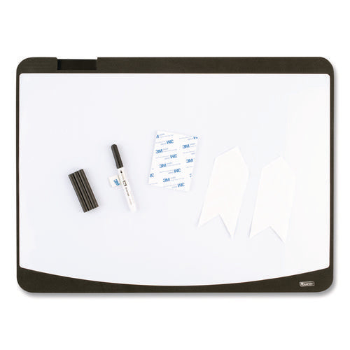 Image of Quartet® Tack/Write Dry Erase Marker Board, 25.5" x 17.5", Black/White Surface, Black Plastic Frame