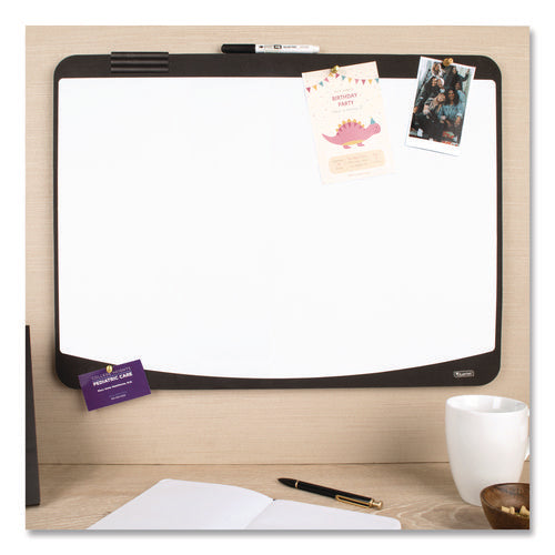Image of Quartet® Tack/Write Dry Erase Marker Board, 25.5" x 17.5", Black/White Surface, Black Plastic Frame