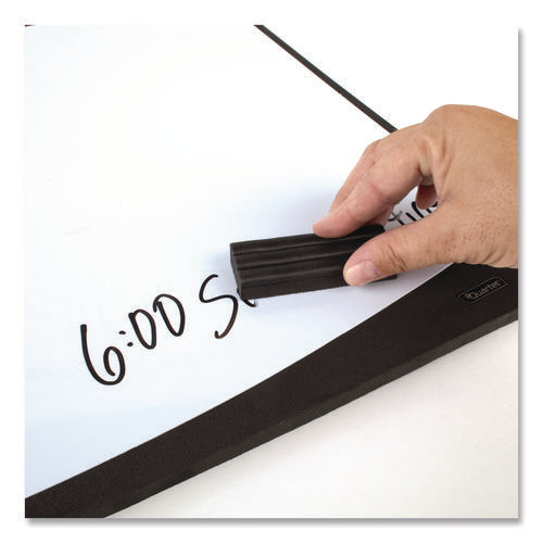 Image of Quartet® Tack/Write Dry Erase Marker Board, 25.5" x 17.5", Black/White Surface, Black Plastic Frame