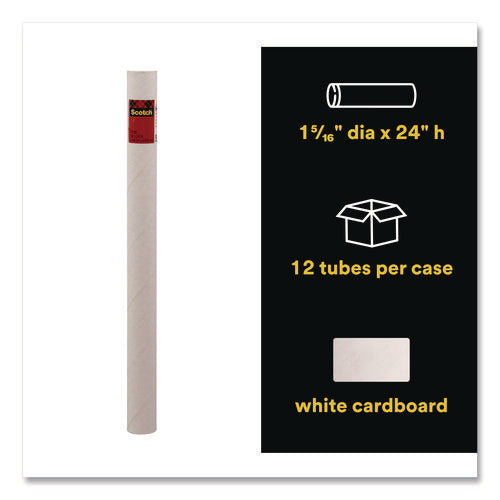 Image of Scotch Mailing Tube, 24" Long, 2" Diameter, White, 12/Carton
