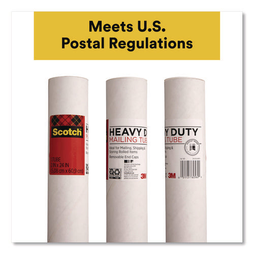 Image of Scotch Mailing Tube, 24" Long, 2" Diameter, White, 12/Carton