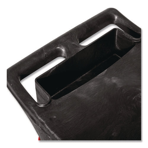 Image of Rubbermaid® Commercial Two-Shelf Trades Cart, Plastic, 2 Shelves, 2 Drawers, 330 lb Capacity, 19.25" x 38" x 33.38", Black