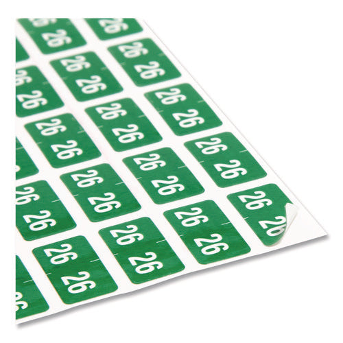 Image of Smead Yearly End Tab File Folder Labels, 0.5 x 1, Green, 25/Sheet, 10 Sheets/Pack