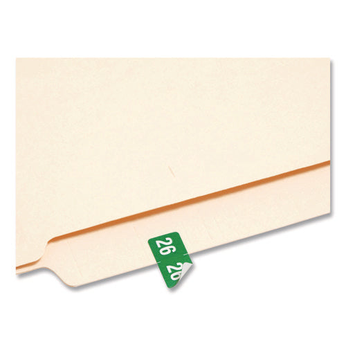 Image of Smead Yearly End Tab File Folder Labels, 0.5 x 1, Green, 25/Sheet, 10 Sheets/Pack
