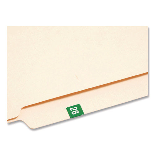 Image of Smead Yearly End Tab File Folder Labels, 0.5 x 1, Green, 25/Sheet, 10 Sheets/Pack