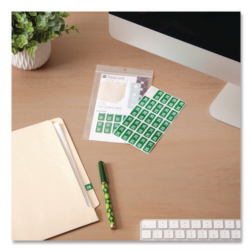 Image of Smead Yearly End Tab File Folder Labels, 0.5 x 1, Green, 25/Sheet, 10 Sheets/Pack