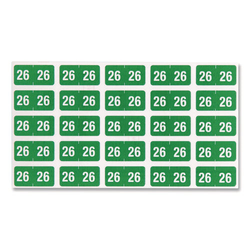 Image of Smead Yearly End Tab File Folder Labels, 0.5 x 1, Green, 25/Sheet, 10 Sheets/Pack