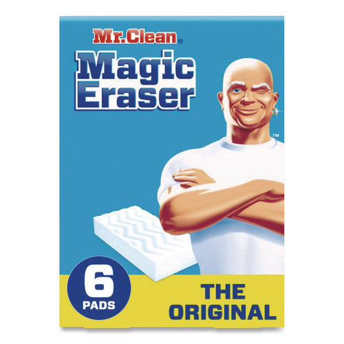 Image of Mr. Clean® Magic Eraser, 2.3 X 4.6, 1" Thick, White, 6/pack, 6 Packs/carton