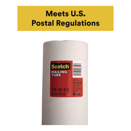 Image of Scotch Mailing Tube, 48" Long, 4" Diameter, White, 12/Carton
