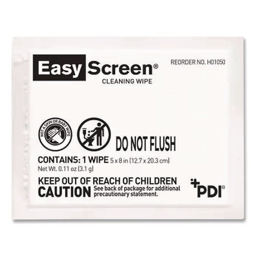 Image of Sani Professional® PDI Easy Screen Cleaning Wipes, Individually Wrapped, 1-Ply, 5 x 8, Unscented, White, 50/Box